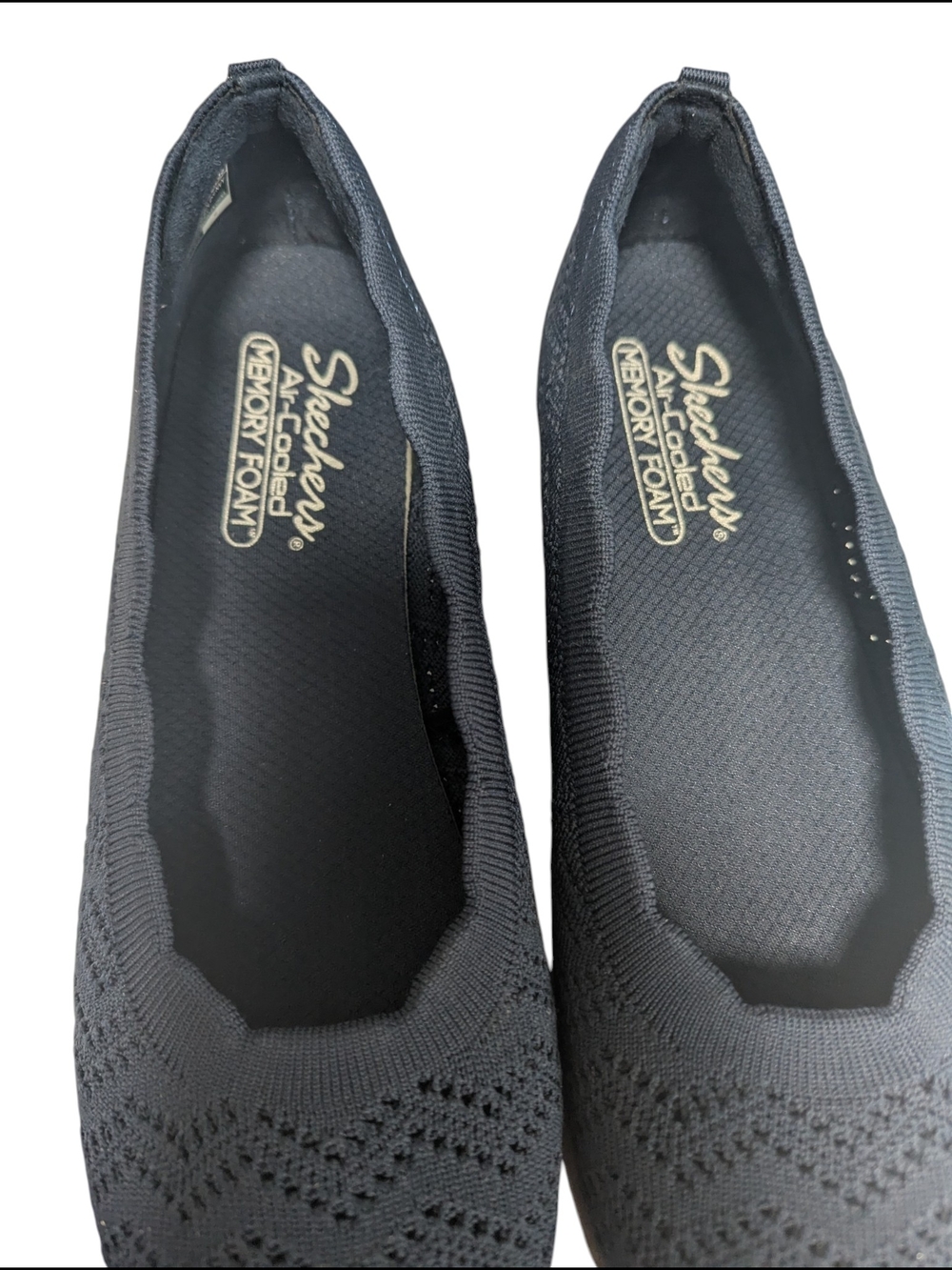 Skechers Women's Air-Cooled Memory Foam Navy Knit Slip-On Shoes - Picture 4 of 5